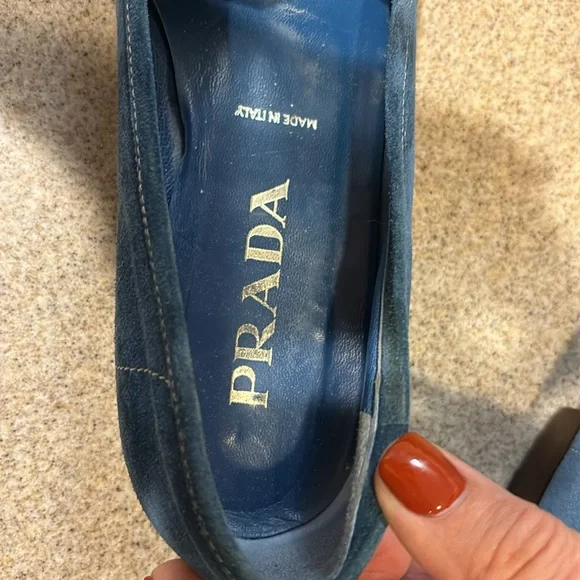 Prada Women’s Peacock Blue Suede Loafers - Picture 4 of 7